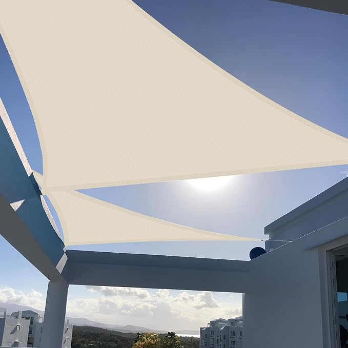 SUNNY GUARD Custom Size 16'x20'x20' Triangle Butter Cream UV Block Sunshade by SUNNYGUARD