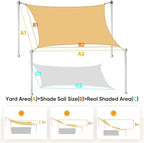 Quictent Sun Shade Sail for Patio w/Hardware Kit 185GSM 20x20ft Sand | Square - Image 3