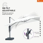 PURPLE LEAF Sunbrella Patio Cantilever Umbrella 12' X 12' Canvas Natural | - Image 9