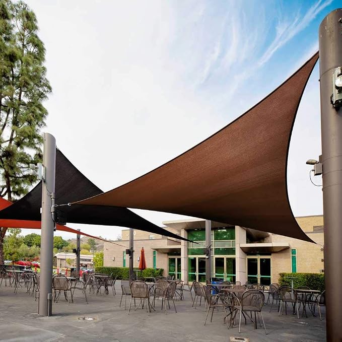 Royal Shade 8' x 8' x 8' Brown Triangle Sunshade Sail, 200GSM HDPE Outdoor by RoyalShade