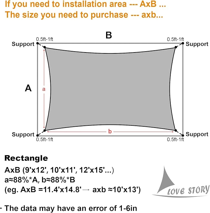LOVE STORY Custom Size 9' x 12' Sun Shade Sail - Image 2