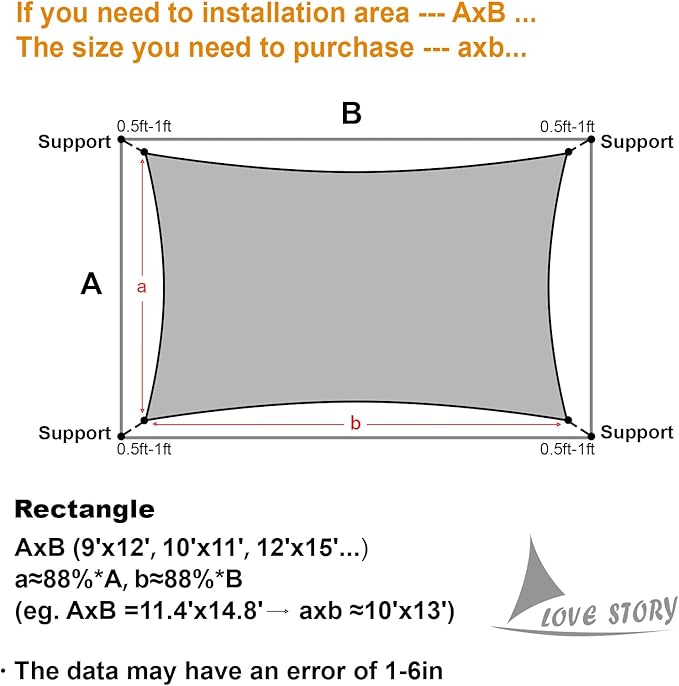LOVE STORY Custom Size 9' x 16' Sun Shade Sail - Image 2