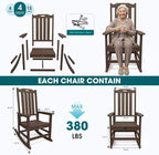 THOEOE Outdoor Rocking Chairs Set of 4, Oversized Patio Rocking Chair | HDPE - Image 7