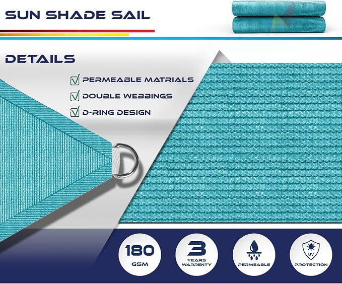 Windscreen4less 20' x 20' x 20' Sun Shade Sail Triangle Outdoor Canopy Cover UV - Image 3