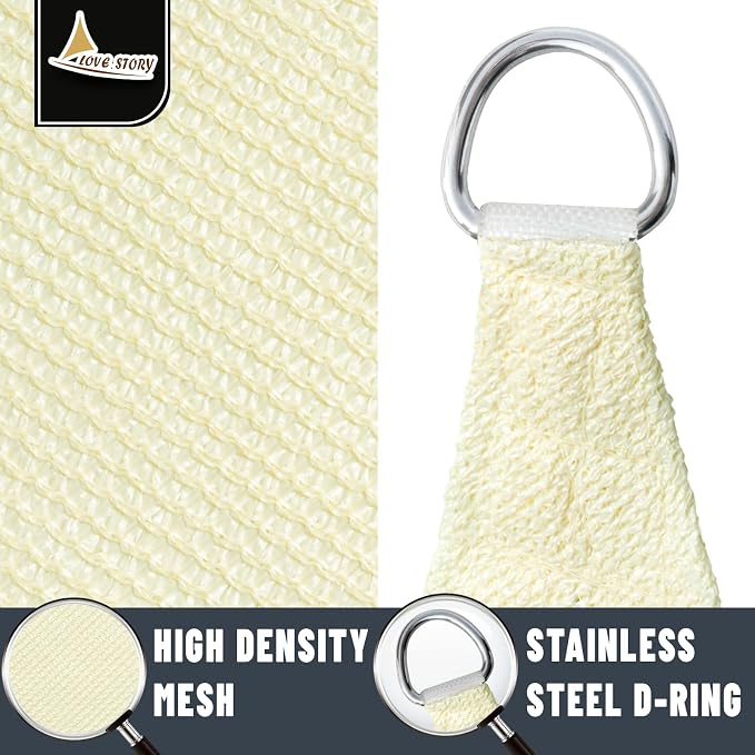 LOVE STORY Custom Size 12' x 20' x 23.3' Sun Shade Sail, Butter Cream | HDPE - Image 5