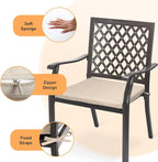 Patio Stackable Dining Chairs Set of 2, Outdoor Metal High Back Chairs Set - Image 8
