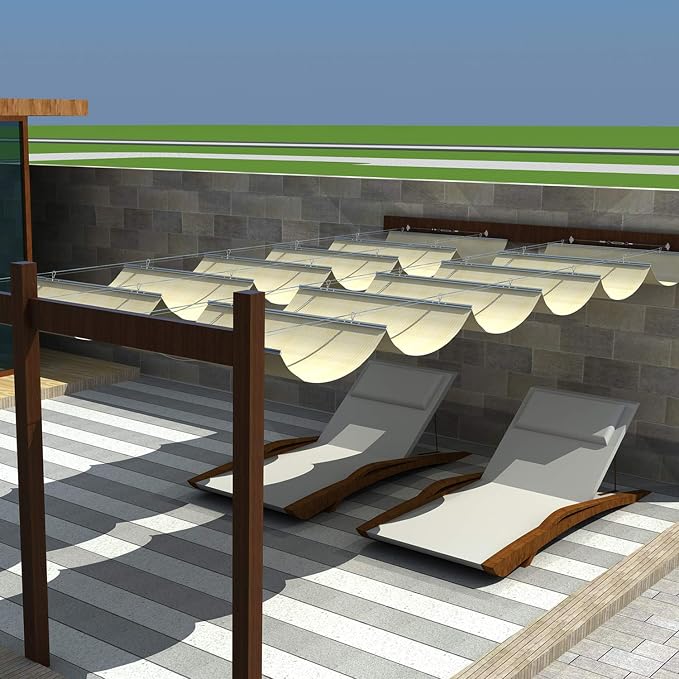 Windscreen4less 7' x 29' Retractable Sun Shade Canopy Cover Sliding Wave Shade - Image 7