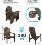 THOEOE Stackable Adirondack Chair Set of 2, HDPE All-Weather Fire Pit Chair | - Image 2