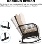 3 pcs Rocking Bistro Set Conversation Chairs PE Wicker Outdoor Rocking Chairs & - Image 5