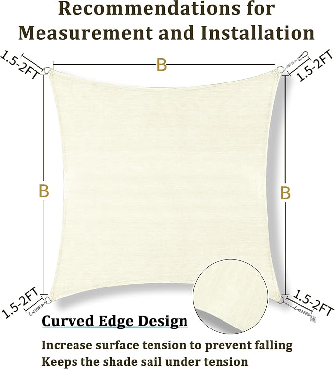 Shade&Beyond 4'x8' Sun Shade Sail Canopy Rectangle, UV Block Breathable Curved - Image 5