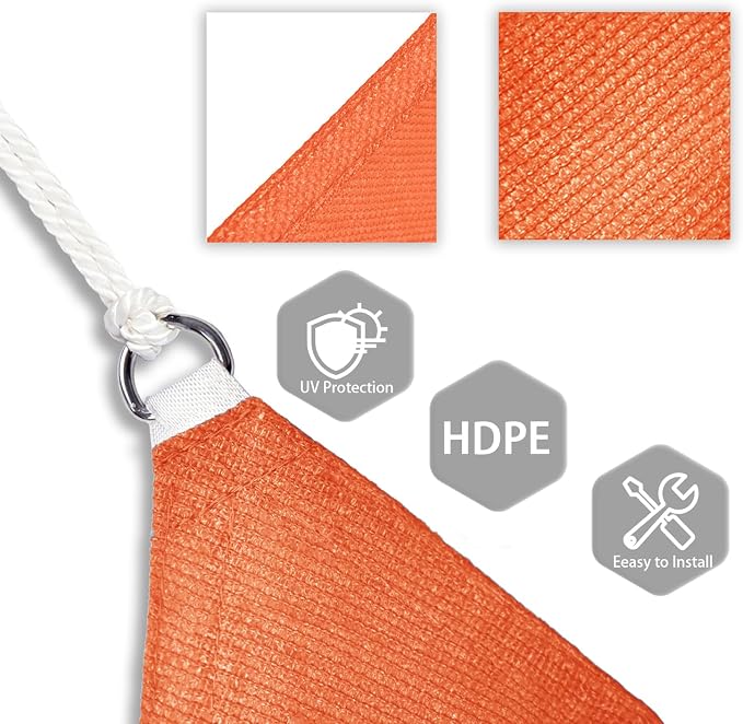 Patio Paradise 22' x 22' x 22' Sun Shade Sail Triangle Canopy Shade Cloth - Image 3