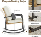 3 Piece Patio Rocking Chairs Set of 2, Outdoor Rocking Chair Bistro Set - Image 4