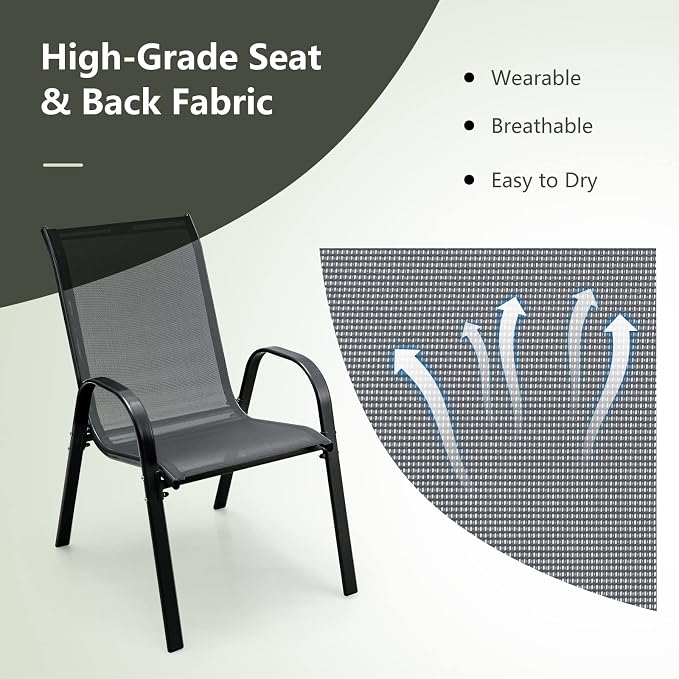 Tangkula Patio Dining Chairs Set of 4, Outdoor Stackable All Weather Heavy Duty - Image 9