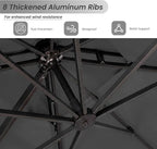 10 X 13 FT Cantilever Patio Outdoor Umbrella, Heavy Duty Aluminum Frame - Image 4