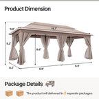 10'x20' Outdoor Gazebo with 100FT String Lights, Metal Heavy Duty Patio Canopy - Image 2