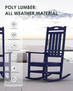 Outdoor Rocking Chair Set of 2, All-Weather Resistant Poly Lumber Rocker Chair - Image 4