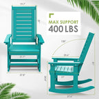 GREENVINES Oversized Outdoor Rocking Chair, HDPE Rocker, Aqua | 21.7" Wide Seat - Image 3