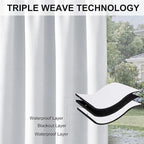 RYB HOME Extra Wide Outdoor Curtains 2 Panels or Patio Waterproof | Blackout - Image 7