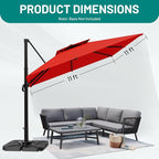 11×11 FT Double-Top Cantilever Patio Umbrella, Outdoor Umbrellas - Image 7