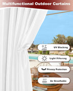White Grommet Outdoor Curtains for Patio Waterproof 8 Pcs 54x120 In | - Image 3
