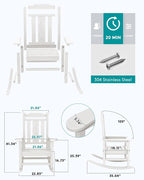 SERWALL HDPE Oversized Outdoor Rocking Chairs Set of 6, Patio Rocker, All - Image 7
