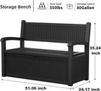 80 Gallon Storage Bench Deck Box Resin Patio Furniture - Image 3