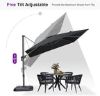 PURPLE LEAF Patio Outdoor Umbrella 9' x 9' Square All-Weather Black | Large - Image 5