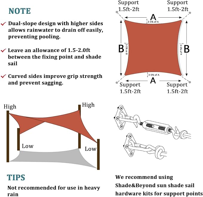 Shade&Beyond 16'x32' Sun Shade Sail Canopy Rectangle, UV Block Breathable - Image 5