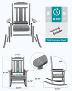 SERWALL Outdoor Rocking Chair, HDPE Rocking Chair Outdoor, Unique Gray - Image 5