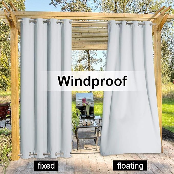 NICETOWN Patio Curtain Outdoor Waterproof W100 x L120, Rustproof Top & Bottom - Image 4