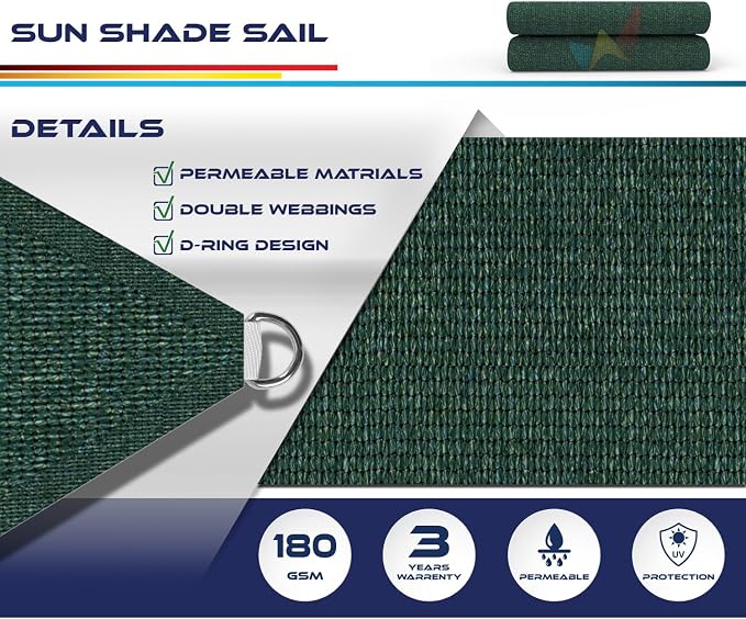 Windscreen4less 4' x 4' x 4' Sun Shade Sail Triangle Outdoor Canopy Cover UV - Image 3