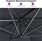 PURPLE LEAF Outdoor Umbrella 8' x 8' Square Premium Sun Protection Black | - Image 3