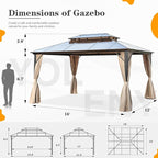 12'x16' Hardtop Gazebo, Outdoor Polycarbonate Double Roof Canopy, Aluminum - Image 3
