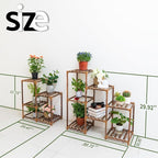 Wood Plant Stand Indoor Outdoor Corner Plant Shelf Stand, 5 Tiered 10 Potted - Image 5