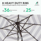 JEAREY 9FT Outdoor Patio Umbrella, Market Umbrella, Tilt & Crank UV Protection - Image 5