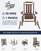 Oversized Outdoor Rocking Chair, HDPE Patio Rockers, Coffee | | All-Weather - Image 9