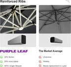 PURPLE LEAF Cantilever Umbrella 10' X 13' Double Top Solar LED Light, Stays - Image 5