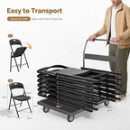 Bonnlo 6-Pack Black Plastic Folding Chairs, Portable Seat - Image 4