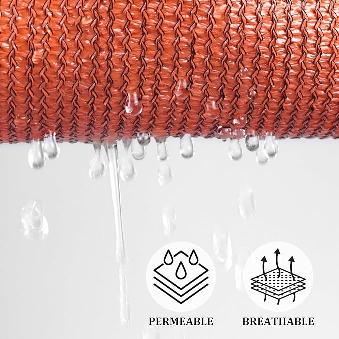 Shade&Beyond Rectangle Sun Shade Sail 12'X16' Permeable Canopy Rust Red - Image 3