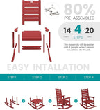 SERWALL Outdoor Rocking Chair Set of 2, Oversized HDPE Rocker, all Weather - Image 5