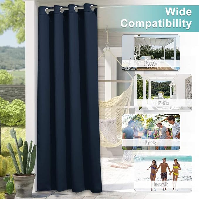 NICETOWN Navy Blue Outdoor Curtain - Image 5