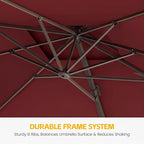 10x10 FT Patio Cantilever Umbrella, Rectangular Heavy Duty Offset Umbrella - Image 5