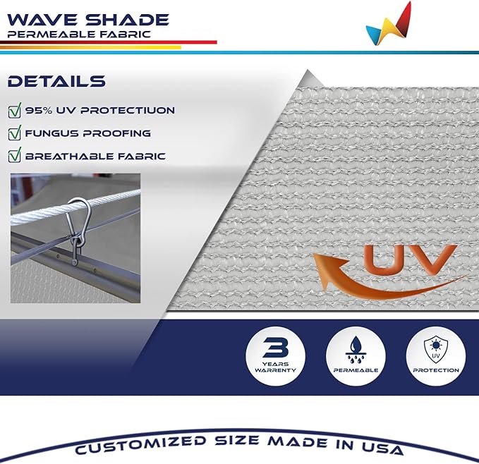 Windscreen4less 4' x 40' Retractable Sun Shade Canopy Cover Sliding Wave Shade - Image 3