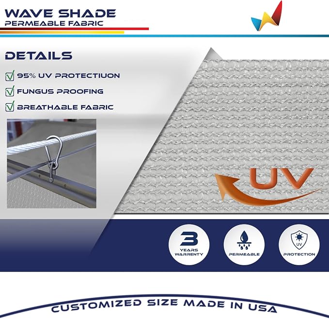 Windscreen4less 7' x 11' Retractable Sun Shade Canopy Cover Sliding Wave Shade - Image 3