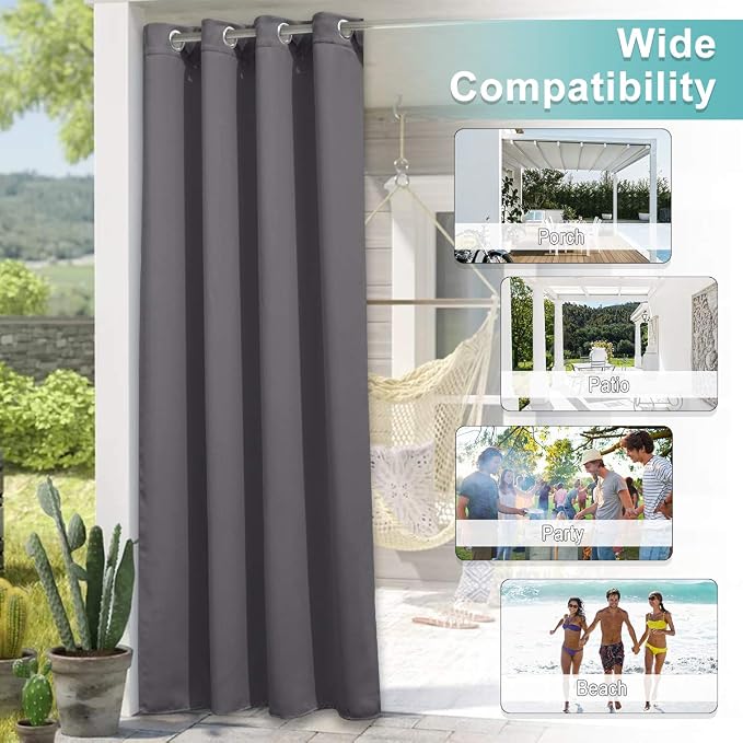 NICETOWN Outdoor Curtain for Patio Waterproof Extra Wide 100", 1 Piece - Image 6