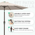 JEAREY 9FT Outdoor Patio Umbrella, Market Umbrella, Tilt & Crank UV Protection - Image 2