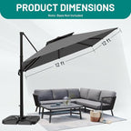 12×12 FT Double-Top Cantilever Patio Umbrella, Outdoor Umbrellas - Image 7