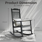 Patio Rocking Chair Outdoor Set of 1, Weather Resistant Poly Resin Oversized - Image 2