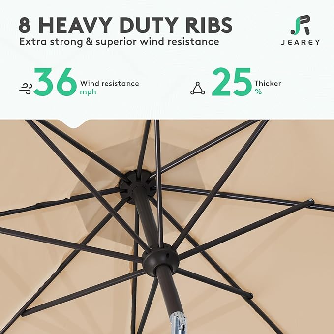 JEAREY 10 ft Outdoor Patio Umbrella w/Tilt and Crank - Image 5