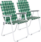 VINGLI Patio Lawn Webbed Folding Chairs Set of 2, Outdoor Beach Chair Portable by VINGLI